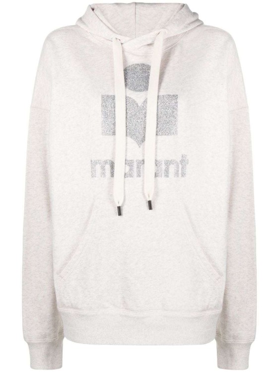 Shop Isabel Marant Étoile Logo-print Light Grey Hoodie In White