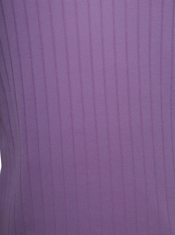 Shop Gaudenzi Long-sleeved Lilac Ribbed Cotton Sweater In Purple