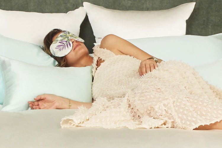 Shop Mayfairsilk Teal Pillowcase + Iridescent Garden Deep Sleep Eye Mask Gift Set In Multicolor