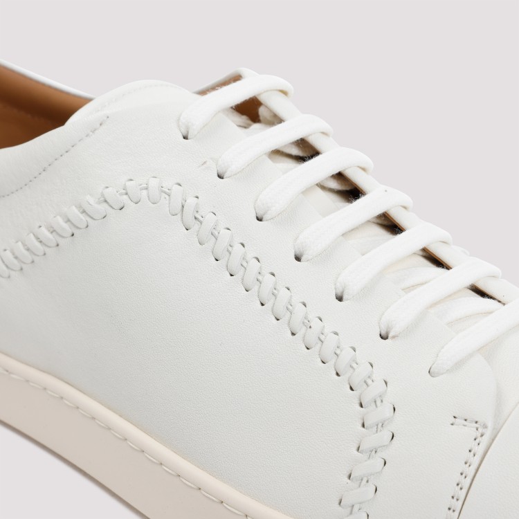 Shop Giorgio Armani Beige Lamb Leather In White