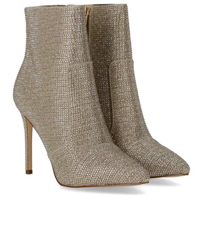 Shop Michael Kors Rue Strass Gold Heeled Ankle Boot In Brown