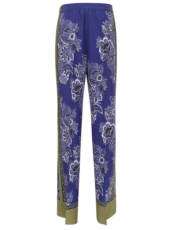 Shop Etro Silk Crêpe De Chine Trousers In Blue