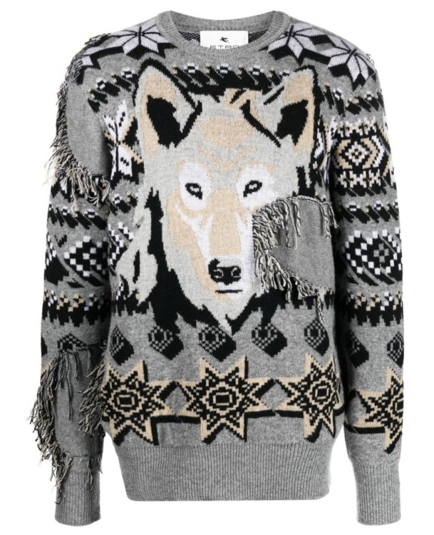 Shop Etro Wool Sweater In Grey