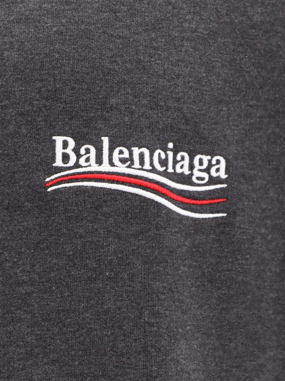 Shop Balenciaga Cotton Sweatshirt With Embroidered Logo On The Front In Grey