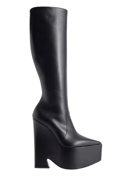 Versace Black Tempest Knee High Platform Boots In Black