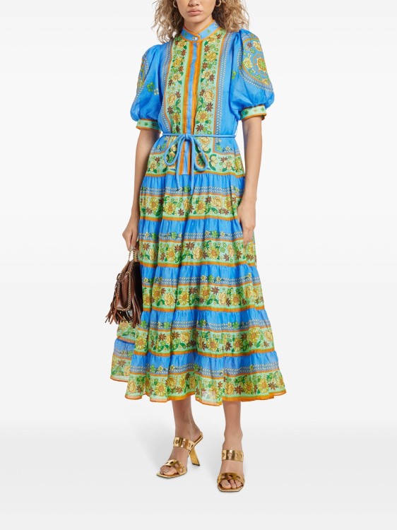 Shop Alemais Linda Floral-print Blue Midi Dress In Multicolor
