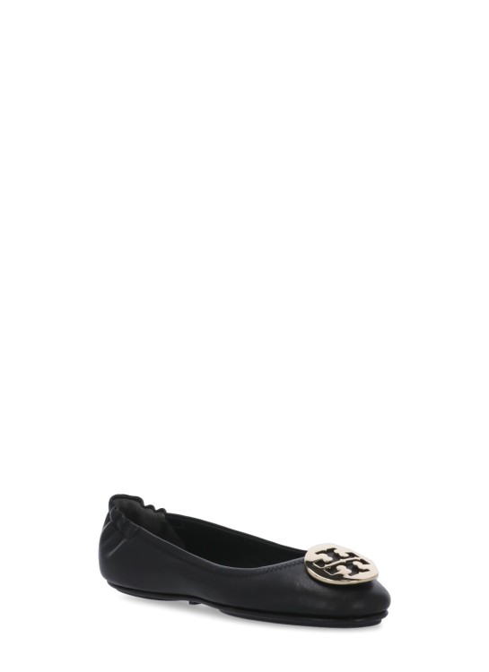Shop Tory Burch Black Leather Ballerina Shoes