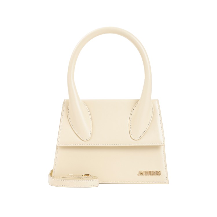Jacquemus Ivory White Cow Leather Le Grand Chiquito Handbag In Neutrals