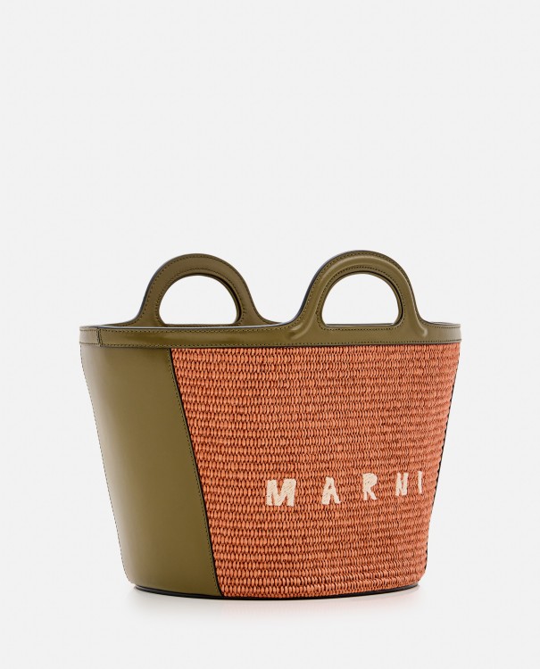 Shop Marni Small Tropicalia Raffia Bag In Brown