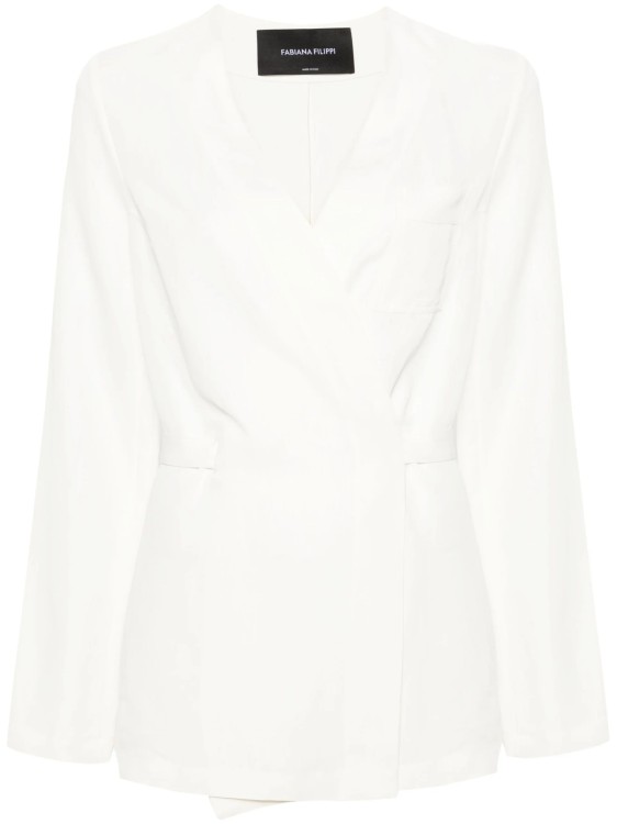 Shop Fabiana Filippi White Wrap Jacket