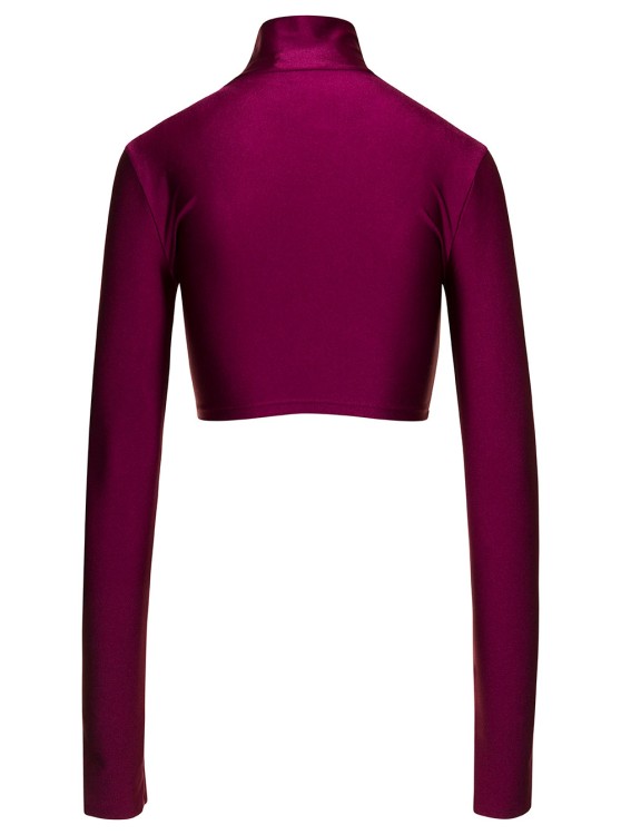 Shop Andamane Orchid' Bordeaux Turtleneck Crop Top In Stretch Polyamide In Pink