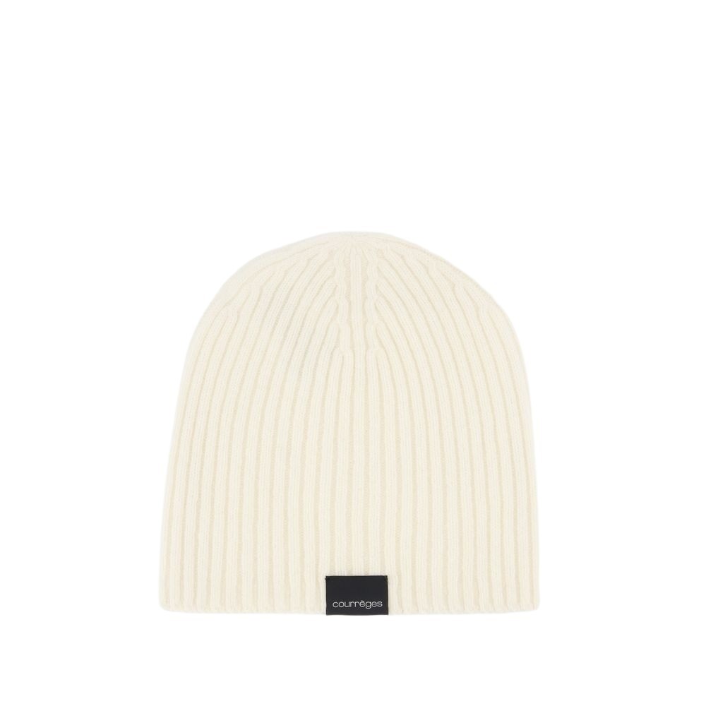 Courrèges Ribbed Lambswool Beanie For Men In White