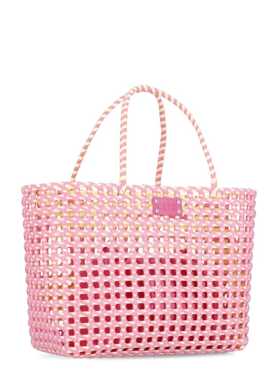 Shop Msgm Maxi Tote Woven Bag In Pink