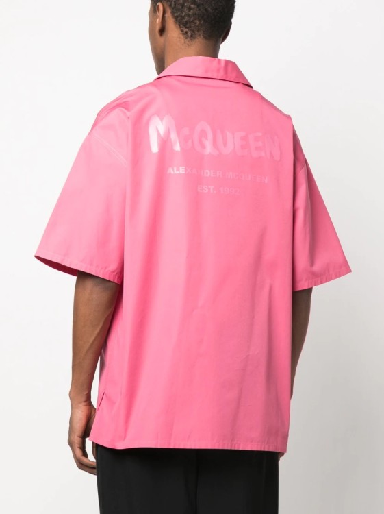 Alexander Mcqueen Pink Logo Grafitti Shirt