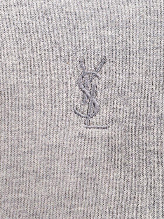 Shop Saint Laurent Biologic Cotton Sweatshirt With Embroidered Monogram In Grey
