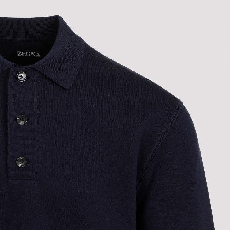 Shop Zegna Navy-blue Wool High-performance Polo In Black