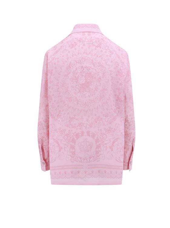 Shop Versace Formal Silk Shirt With Baroque Print In Pink