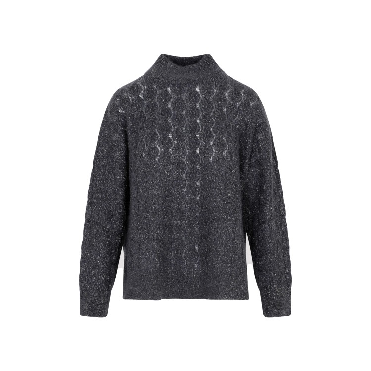Brunello Cucinelli Blue Turtleneck Sweater In Gray
