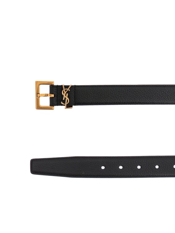 Shop Saint Laurent Hammered Leather Belt In Black