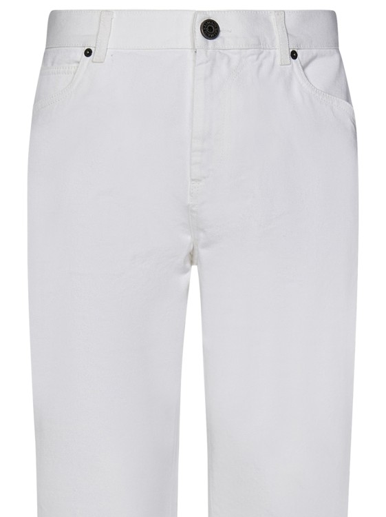 Shop Balmain Straight-leg Cut White Cotton Denim Jeans