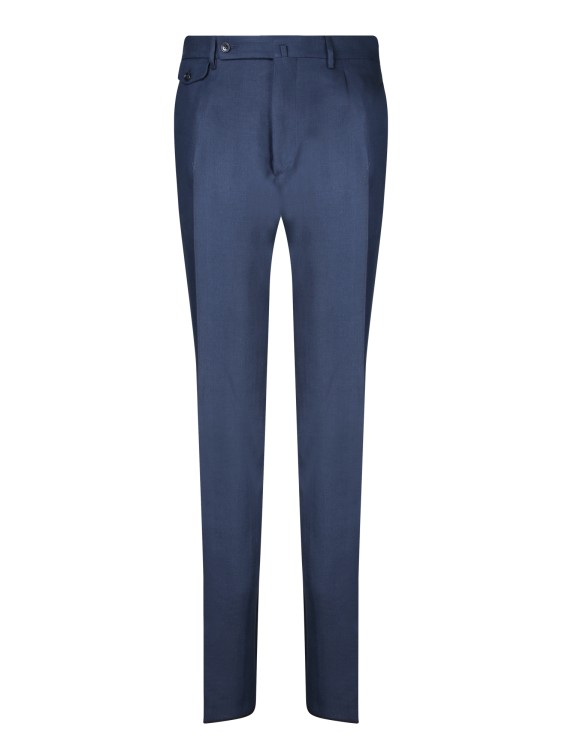 Shop Tagliatore Linen Trousers In Blue