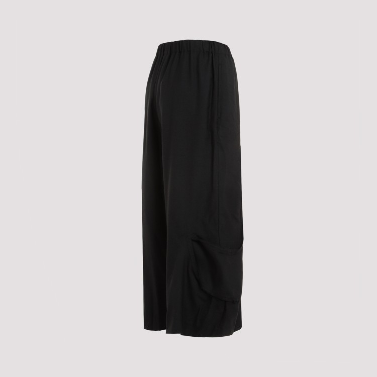 Shop Comme Des Garçons Black Wool Wide Leg Pants