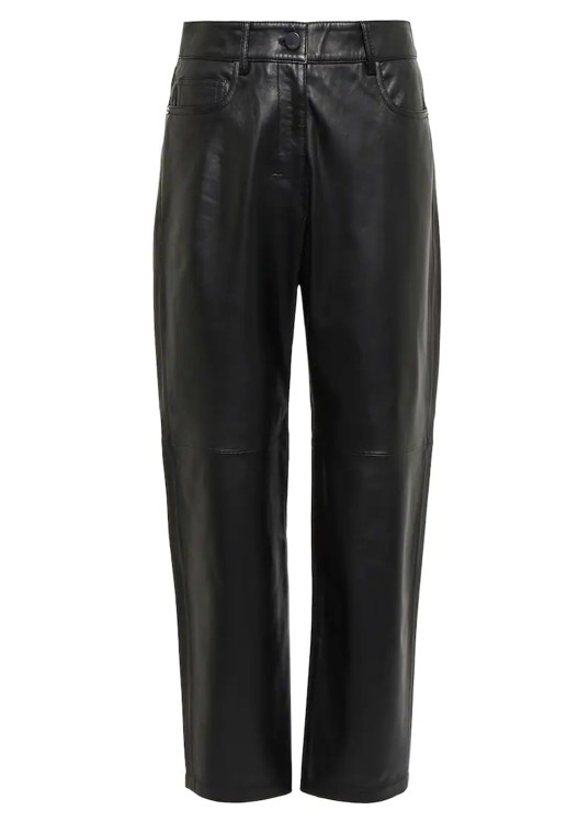 Max Mara Liana Leather Pants In Neutrals