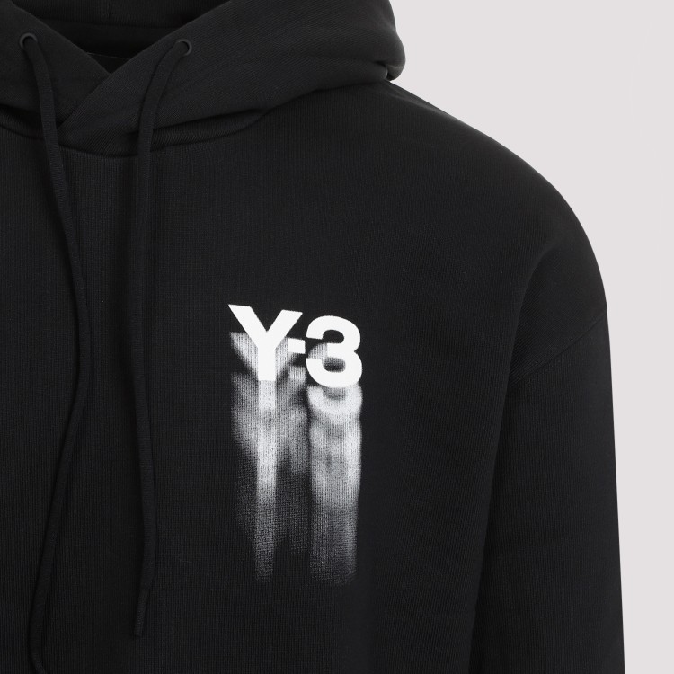 Shop Y-3 Black Cotton New Logo Hoodie