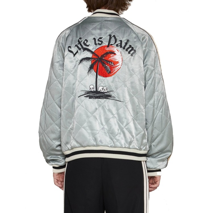 Shop Palm Angels Quilted Logo Jacket In Blue