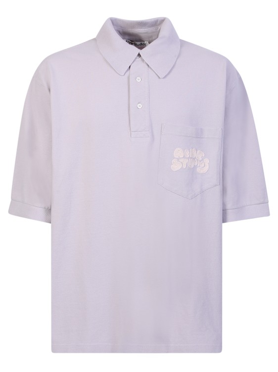 Shop Acne Studios Embroidered-logo Lilac Polo Shirt In Purple