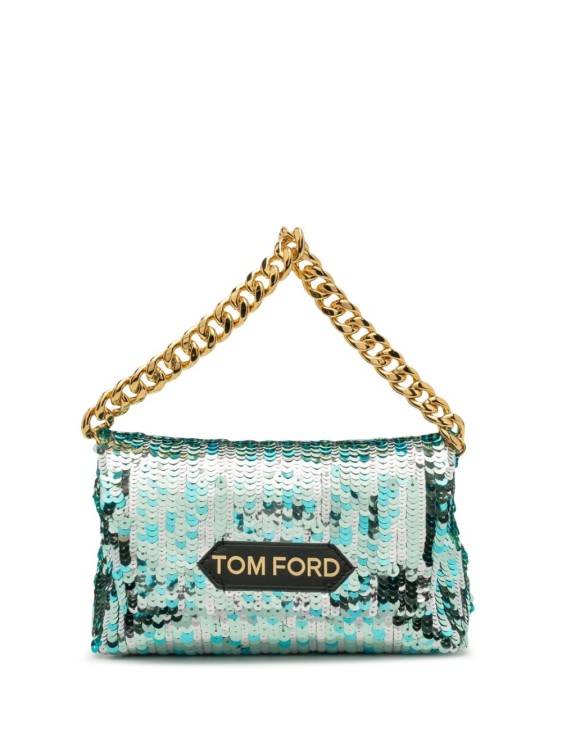 Tom Ford Sequinned Mini Chain Bag In Green