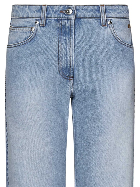 Shop Msgm Straight Light Blue Cotton Denim Jeans
