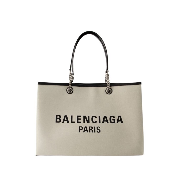 Shop Balenciaga Duty Free Tote Bag L - Cotton - Beige In Neutrals