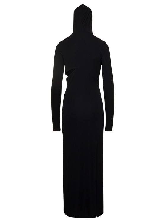 Shop Versace Black Cut-out Hooded Maxi Dress In Viscose