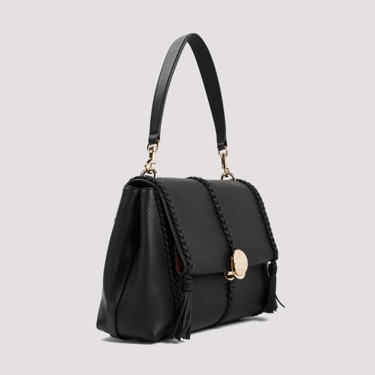 Shop Chloé Black Bull Leather Penelope Bag