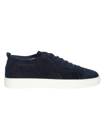 Henderson Ronny Lace-up Shoe In Blue Suede In Black
