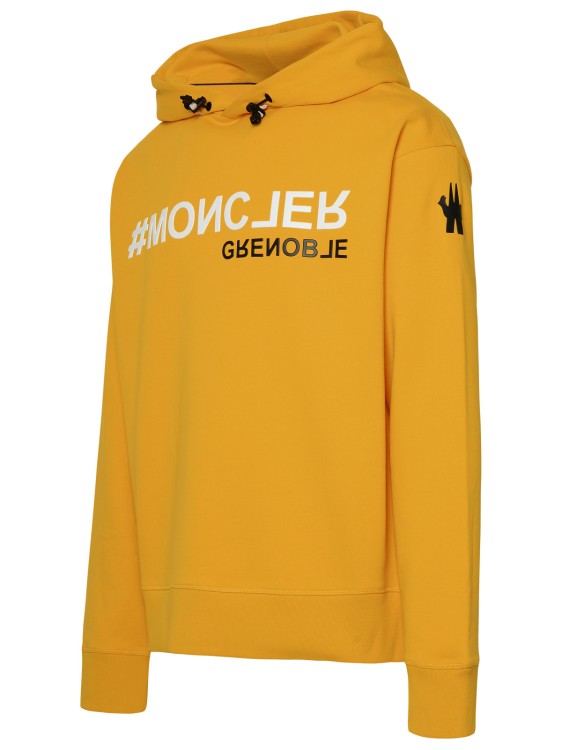 Shop Moncler Logo Hooded Sweatshirt In Yellow