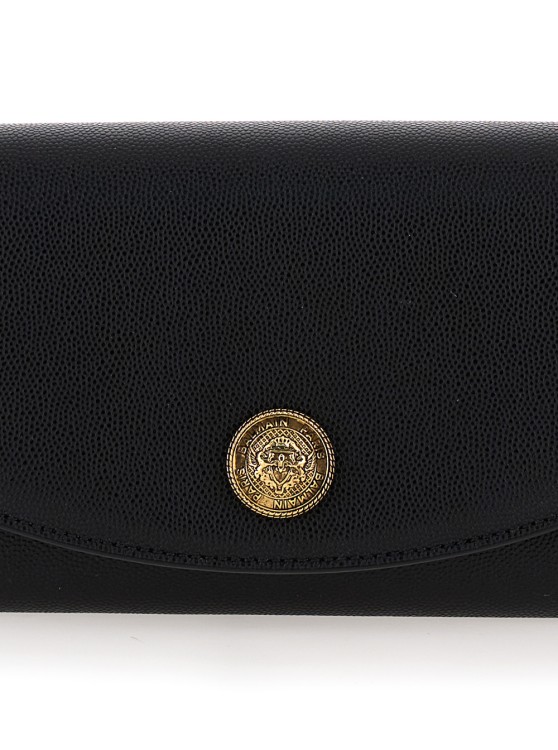 Shop Balmain Embleme Wallet On Chain-grained Calfskin In Black