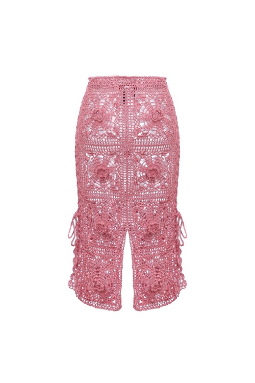 Shop Andreeva Dust Rose Handmade Crochet Skirt In Pink