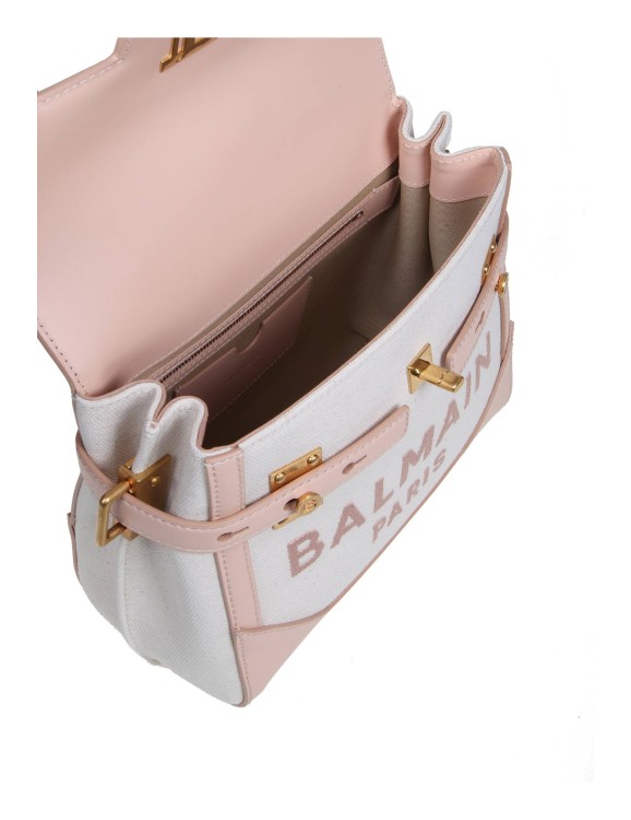 Shop Balmain B-buzz 23 Bag In Canvas And Leather In Pink