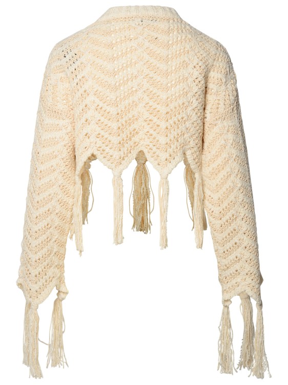 Shop Alanui Linen Blend Cropped Sweater In Neutrals
