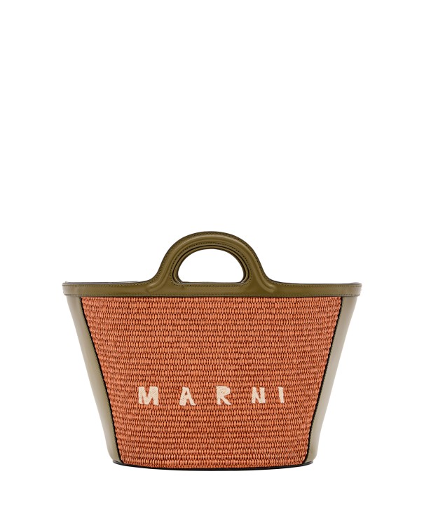 Shop Marni Small Tropicalia Raffia Bag In Brown