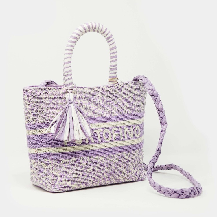 Shop De Siena Lilac Portofino Fabric And Beads Bag In Purple