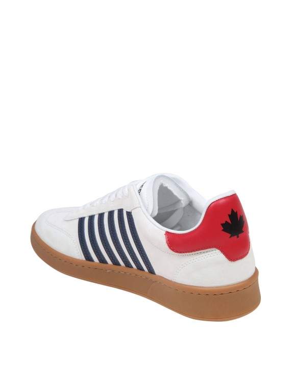 Shop Dsquared2 Boxer Sneakers In White/blue Suede Leather