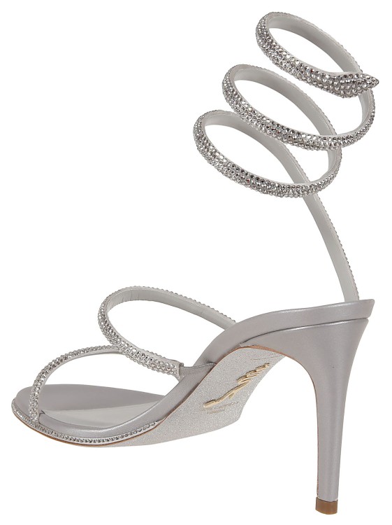 Shop René Caovilla Cleo Satin And Rhinestone Sandals In Grey