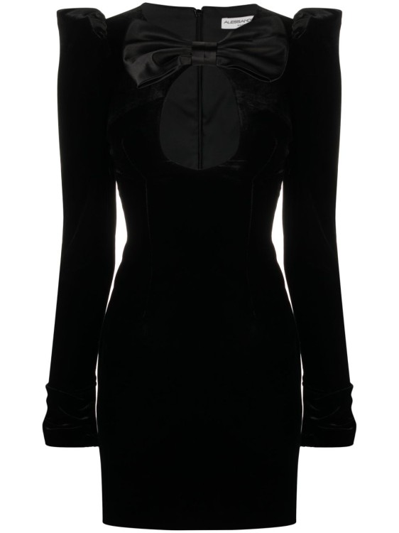Shop Alessandra Rich Bow-detail Velvet Minidress In Black