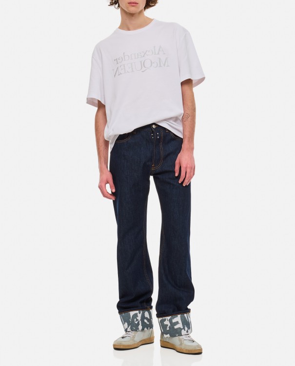 Alexander Mcqueen Mens Indigo Turn-up Folded-hem Regular-fit Jeans In Black