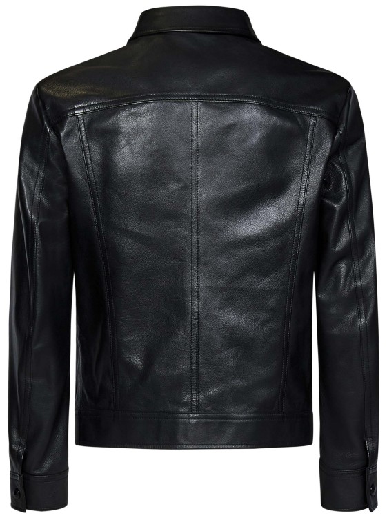 Shop Tom Ford Black Grained Leather Blouson