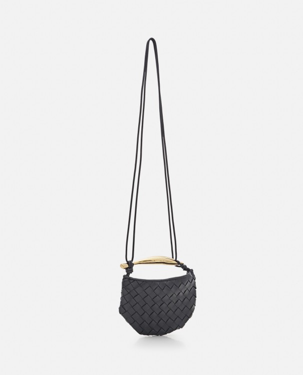 Shop Bottega Veneta Mini Sardine Leather Shoulder Bag In Black