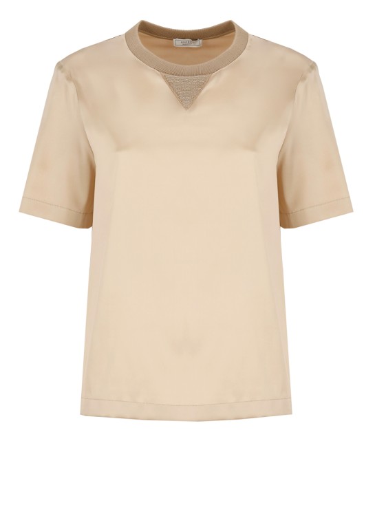 Shop Peserico Beige Silk And Cotton Tshirt In Neutrals